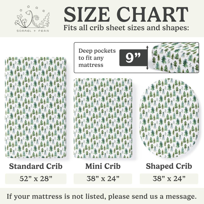 Sorrel + Fern Crib Sheets Neutral - Fitted Baby Crib Sheets Bed for Girl Boy - 2 Pack Standard & Toddler Mattress (Woodland Forest Animals) - Buttery Soft Organic Cotton Blend - Image 5
